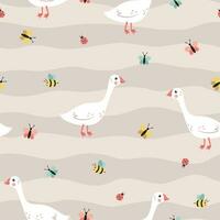 Vector pattern with funny goose