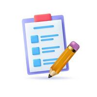 Checklist board and pencil realistic icon. Suitable for to do list task and schedule manager icon. vector