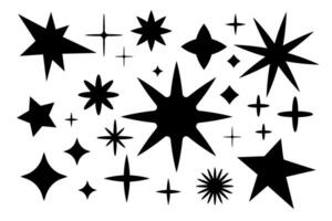 Stars set. Isolated black silhouettes. Universal elements for your design. vector