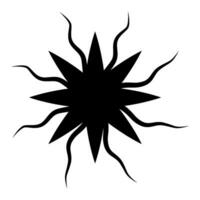 Black silhouette of the sun. Isolated vector illustration. Universal design element