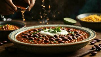 AI generated Feature the various vegetables or garnishes that complement your Rajma Rice. photo