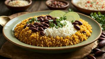 AI generated Highlight the health benefits of your Rajma Rice by including fresh ingredients. photo