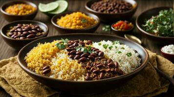 AI generated Feature the various vegetables or garnishes that complement your Rajma Rice. photo