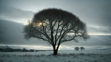 ai generado explique el único adaptaciones de un especial especies de árbol a sobrevivir el duro invierno condiciones, considerando ambos físico y fisiológico aspectos. foto