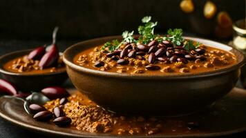 AI generated Zoom in on the perfect blend of spices in your Rajma curry. photo