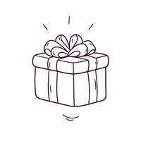 Hand Drawn illustration of gift box icon. Doodle Vector Sketch Illustration