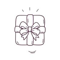 Hand Drawn illustration of gift box icon. Doodle Vector Sketch Illustration