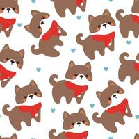 seamless pattern cartoon puppy with scarf. cute animal for Christmas wallpaper for textile, gift wrap paper vector