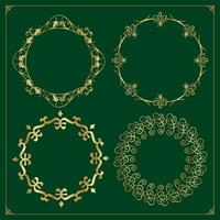 circle ornamental frames Gold Antique Frames Set Vintage Frames. vector