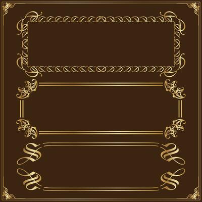 rectangle ornamental frames, Gold Antique Frames Set Vintage Frames.