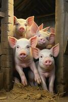 AI generated Piglets on the farm photo