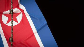 The North Korea flag for Background 3d rendering. photo