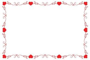 Heart Swirl Romantic Love ornaments isolated border layout, red hearts ornate award frame border, Valentines Day Card Border Square frame design, decorative heart rectangle frame vector element