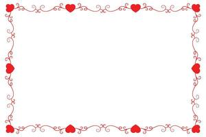 Heart Swirl Romantic Love ornaments isolated border layout, red hearts ornate award frame border, Valentines Day Card Border Square frame design, decorative heart rectangle frame vector element