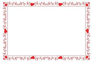 Heart Swirl Romantic Love ornaments isolated border layout, red hearts ornate award frame border, Valentines Day Card Border Square frame design, decorative heart rectangle frame vector element