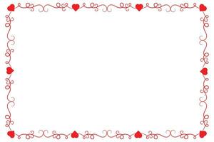 Heart Swirl Romantic Love ornaments isolated border layout, red hearts ornate award frame border, Valentines Day Card Border Square frame design, decorative heart rectangle frame vector element