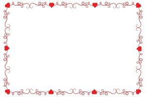 Heart Swirl Romantic Love ornaments isolated border layout, red hearts ornate award frame border, Valentines Day Card Border Square frame design, decorative heart rectangle frame vector element