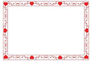 Heart Swirl Romantic Love ornaments isolated border layout, red hearts ornate award frame border, Valentines Day Card Border Square frame design, decorative heart rectangle frame vector element