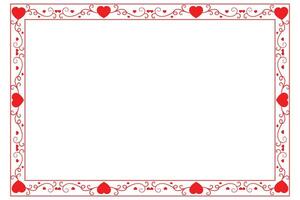 Heart Swirl Romantic Love ornaments isolated border layout, red hearts ornate award frame border, Valentines Day Card Border Square frame design, decorative heart rectangle frame vector element