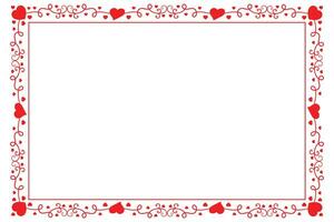 Heart Swirl Romantic Love ornaments isolated border layout, red hearts ornate award frame border, Valentines Day Card Border Square frame design, decorative heart rectangle frame vector element