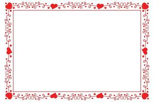 Heart Swirl Romantic Love ornaments isolated border layout, red hearts ornate award frame border, Valentines Day Card Border Square frame design, decorative heart rectangle frame vector element