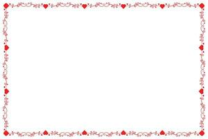 Heart Swirl Romantic Love ornaments isolated border layout, red hearts ornate award frame border, Valentines Day Card Border Square frame design, decorative heart rectangle frame vector element