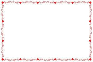 Heart Swirl Romantic Love ornaments isolated border layout, red hearts ornate award frame border, Valentines Day Card Border Square frame design, decorative heart rectangle frame vector element