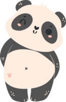 Cute Baby Panda in Adorable Pose Cartoon Hand Drawn Flat Design png