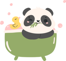 bebé ducha panda en bañera guardería ilustración para bebé ducha png