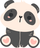 Cute Baby Panda in sitting Pose Cartoon Hand Drawn Flat Design png