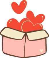 Cute love box with hearts Valentine illustration png