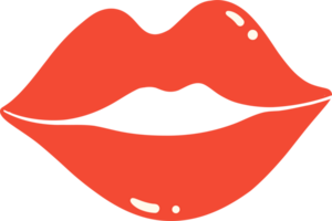 Cute Valentine red lip illustration png