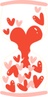 Cute Valentine heart sand clock illustration png