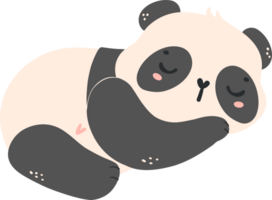 mignonne bébé Panda dans en train de dormir pose dessin animé main tiré plat conception png