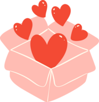 Cute love box with hearts Valentine illustration png