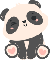 Cute Baby Panda in sitting Pose Cartoon Hand Drawn Flat Design png