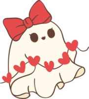 kawaii enamorado fantasma con corazón png