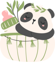 Baby Shower Panda in basket nursery illustration for baby shower png