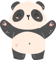 Cute Baby Panda in Adorable Pose Cartoon Hand Drawn Flat Design png