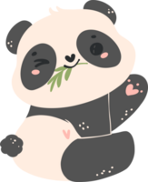 mignonne bébé Panda dans séance pose dessin animé main tiré plat conception png