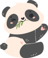 Cute Baby Panda in sitting Pose Cartoon Hand Drawn Flat Design png