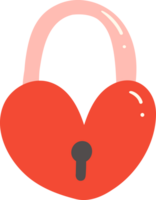Cute Valentine heart lock key illustration png