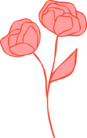 Cute Valentine roses outline illustration png