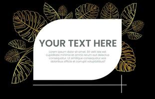 Monstera Golden line Leaf White Text Box Editable Template vector