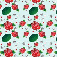 seamless floral pattern with red rose bouquet on light blue background vector