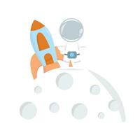 rocket with astronaut in moon illustration vector