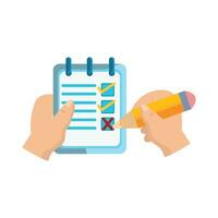 task list with pencil in hand illustration vector