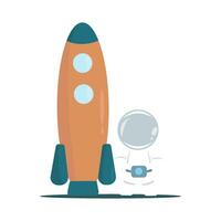 astronaut with rocket illustration vector