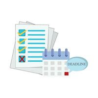 task list, calendar with deadline in speech bubble illustration vector