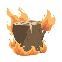 fire in tree trunk illustration vector